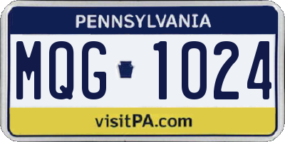 PA license plate MQG1024