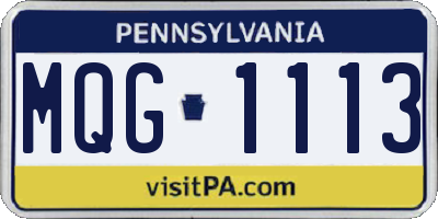 PA license plate MQG1113