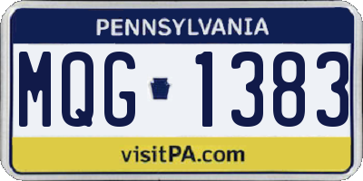 PA license plate MQG1383