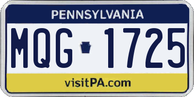 PA license plate MQG1725