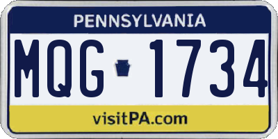 PA license plate MQG1734