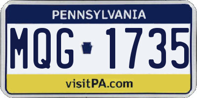 PA license plate MQG1735