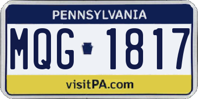 PA license plate MQG1817