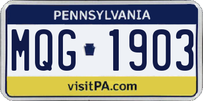 PA license plate MQG1903