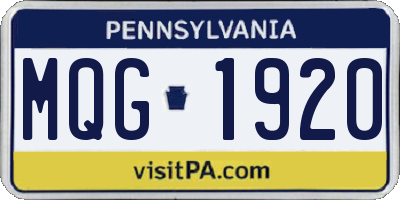 PA license plate MQG1920