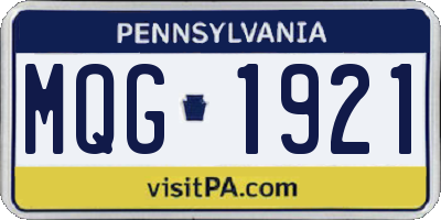 PA license plate MQG1921