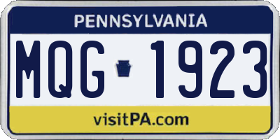 PA license plate MQG1923