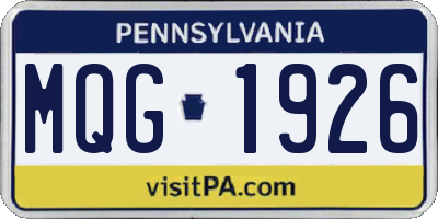PA license plate MQG1926