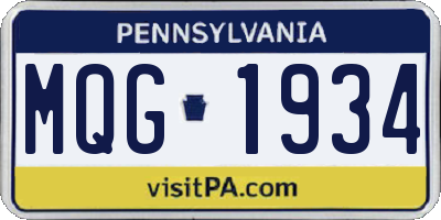 PA license plate MQG1934