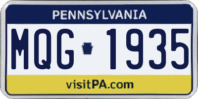 PA license plate MQG1935