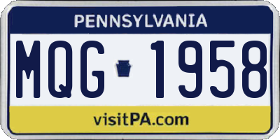 PA license plate MQG1958