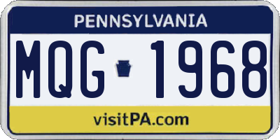 PA license plate MQG1968