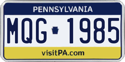PA license plate MQG1985