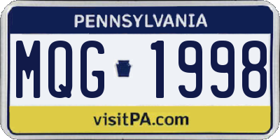 PA license plate MQG1998