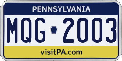 PA license plate MQG2003