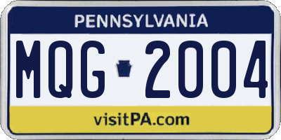 PA license plate MQG2004