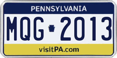 PA license plate MQG2013