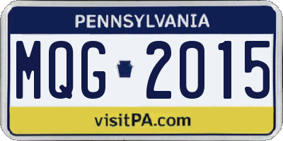 PA license plate MQG2015