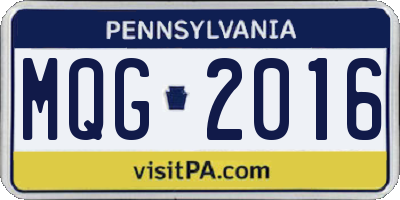 PA license plate MQG2016