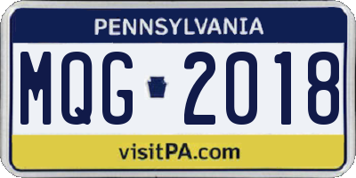PA license plate MQG2018