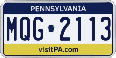 PA license plate MQG2113