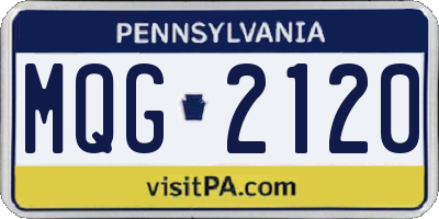 PA license plate MQG2120