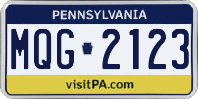 PA license plate MQG2123
