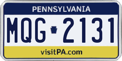 PA license plate MQG2131