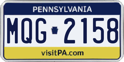 PA license plate MQG2158