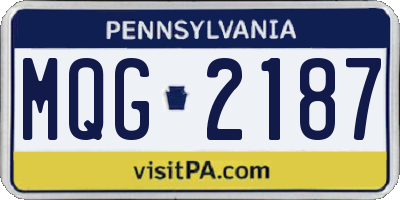 PA license plate MQG2187