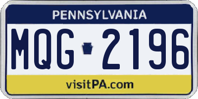 PA license plate MQG2196