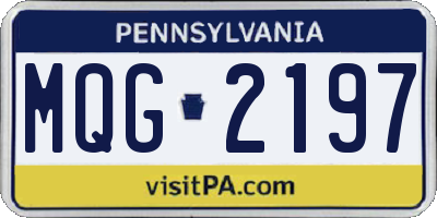 PA license plate MQG2197