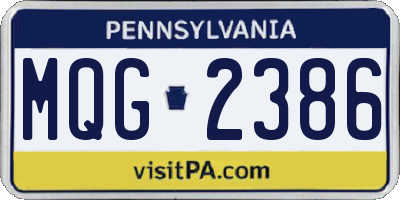 PA license plate MQG2386