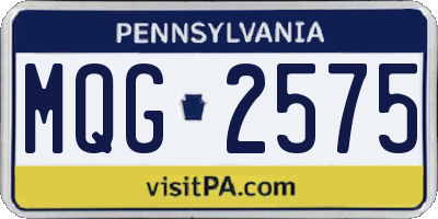 PA license plate MQG2575
