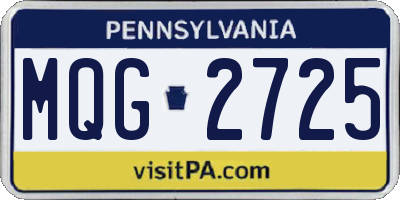 PA license plate MQG2725