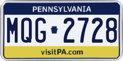PA license plate MQG2728