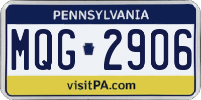 PA license plate MQG2906