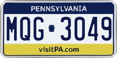 PA license plate MQG3049