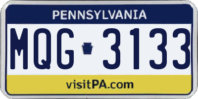 PA license plate MQG3133