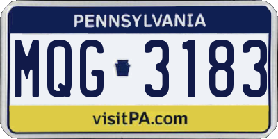 PA license plate MQG3183