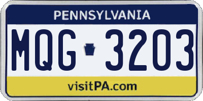 PA license plate MQG3203