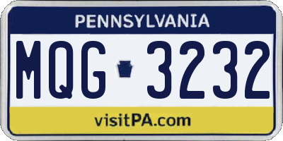 PA license plate MQG3232