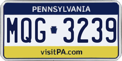 PA license plate MQG3239