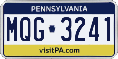 PA license plate MQG3241