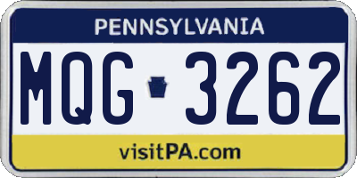 PA license plate MQG3262