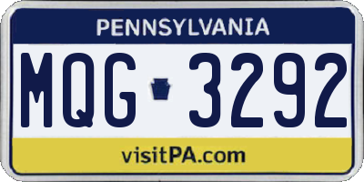PA license plate MQG3292