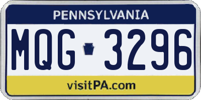 PA license plate MQG3296
