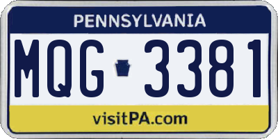 PA license plate MQG3381