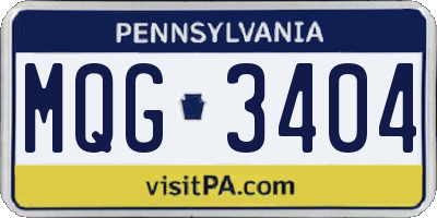 PA license plate MQG3404
