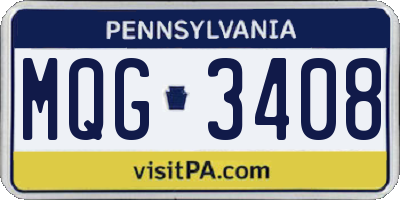 PA license plate MQG3408